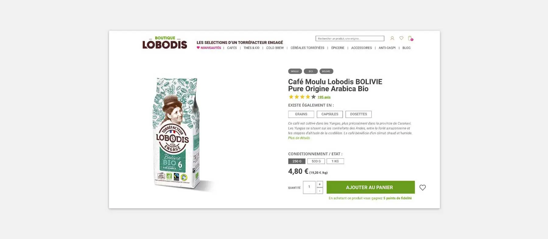 Webdesign des fiches produits Lobodis par Westango